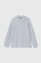 sivá Detská bavlnená košeľa s dlhým rukávom United Colors of Benetton Chlapčenský