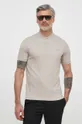 Βαμβακερό μπλουζάκι πόλο Calvin Klein μπεζ