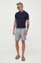 Πόλο με μείγμα με λινό Polo Ralph Lauren 710909175 σκούρο μπλε AW23