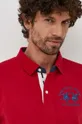 červená Bavlnené tričko s dlhým rukávom La Martina