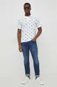 Βαμβακερό μπλουζάκι πόλο Lacoste λευκό