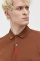 hnedá Bavlnené tričko s dlhým rukávom HUGO