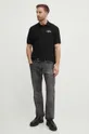 Βαμβακερό μπλουζάκι πόλο Lacoste μαύρο