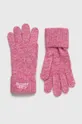 różowy Superdry rękawiczki z domieszką wełny Damski