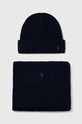 Κασμίρ και κασκόλ Polo Ralph Lauren μαλλί μπλε 449923696