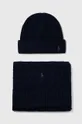 modrá Kašmírová čiapka a šál Polo Ralph Lauren Pánsky