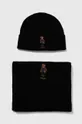 czarny Polo Ralph Lauren czapka i szalik wełniany Męski