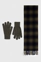 Šátek a rukavice Barbour Tartan Scarf & Glove Gift Set hladký zelená MGS0018
