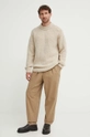 Хлопковые брюки Universal Works Pleated Track Pant бежевый