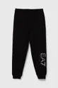 μαύρο Παιδικό βαμβακερό παντελόνι EA7 Emporio Armani Για αγόρια