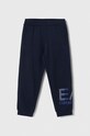 EA7 Emporio Armani spodnie dresowe bawełniane dziecięce nadruk granatowy 6RBP58.BJ05Z