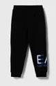 czarny EA7 Emporio Armani spodnie dresowe bawełniane dziecięce Chłopięcy