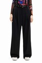 Hlače Desigual 23WWPW24 WOMAN WOVEN LONG TROUSERS srednje visoki crna 23WWPW24