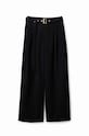 Hlače Desigual 23WWPW24 WOMAN WOVEN LONG TROUSERS 23WWPW24 crna