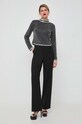 Παντελόνι από μείγμα μαλλιού Patrizia Pepe 2P1554.A1PH μαύρο AW23