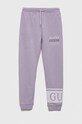 Detské bavlnené tepláky Guess bavlna fialová J3YQ11.KA6R4.9BYX