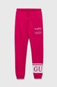 Guess spodnie dresowe bawełniane dziecięce J3YQ11.KA6R4.9BYX różowy AW23