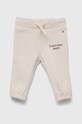 Calvin Klein Jeans spodnie dresowe niemowlęce bawełna beżowy IN0IN00082.9BYX
