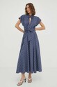 Samsoe Samsoe dress tied neckline navy F23200136