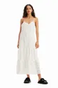 bijela Pamučna haljina Desigual Ženski