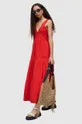 crvena Pamučna haljina AllSaints Ženski