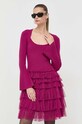 Twinset sukienka z elastanem fioletowy 232TP3051
