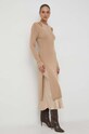 Šaty z vlněné směsi Twinset 232TP3210 hnědá AW23