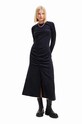 Haljina Desigual 23WWVWA0 WOMAN WOVEN DRESS LONG SLEEVE bez uzorka crna 23WWVWA0