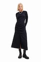 Haljina Desigual 23WWVWA0 WOMAN WOVEN DRESS LONG SLEEVE bez uzorka crna 23WWVWA0