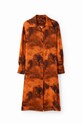 Desigual rochie 23WWVWAG WOMAN WOVEN DRESS LONG SLEEVE 23WWVWAG portocaliu