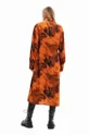 Obleka Desigual 23WWVWAG WOMAN WOVEN DRESS LONG SLEEVE oranžna
