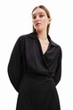 Îmbrăcăminte Desigual rochie 23WWVWAI WOMAN WOVEN DRESS LONG SLEEVE 23WWVWAI negru