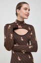 Guess sukienka Guess x Banksy brązowy W3BK73.Z3AN0