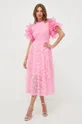 różowy Custommade sukienka z domieszką jedwabiu