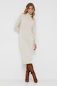 Haljina s dodatkom svile United Colors of Benetton 109V3V003.60E bež AW23