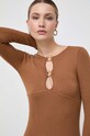 Μάλλινο φόρεμα Pinko 101845.A15S καφέ