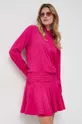 Obleka s primesjo svile Pinko vijolična
