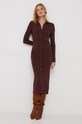Šaty s prímesou vlny Calvin Klein K20K206021 burgundské AW23