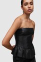 AllSaints sukienka skórzana WL068Z CASSIE LEA RUFFLE DR WL068Z czarny AW23
