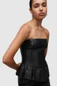 Δερμάτινο φόρεμα AllSaints WL068Z CASSIE LEA RUFFLE DR μαύρο