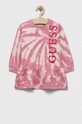 Guess sukienka bawełniana dziecięca nadruk różowy K3YK01.KA6R3.9BYX
