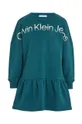 Dievčenské bavlnené šaty Calvin Klein Jeans zelená