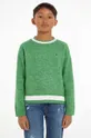 zöld Tommy Hilfiger gyerek gyapjúkeverékből készült pulóver Fiú
