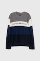 Emporio Armani sweter wełniany dziecięcy wełna szary 6R4M59.4MHEZ