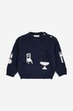 Bobo Choses sweter z domieszką wełny niemowlęcy 223FB008 granatowy AW23