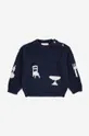 Otroški pulover z mešanico volne Bobo Choses mornarsko modra