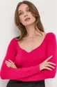 różowy Guess sweter z domieszką jedwabiu