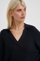 Sveter s prímesou hodvábu Tommy Hilfiger tmavomodrá WW0WW38988