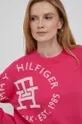 różowy Tommy Hilfiger sweter bawełniany