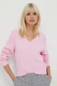 rózsaszín Tommy Hilfiger gyapjúkeverék pulóver